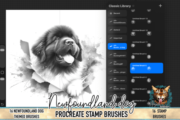Download Newfoundland Dog Procreate Brush Stamps - Brush stamps Collection