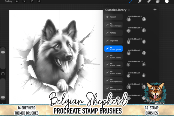Download Belgian Shepherd Procreate Brush Stamps - Brush stamps Collection