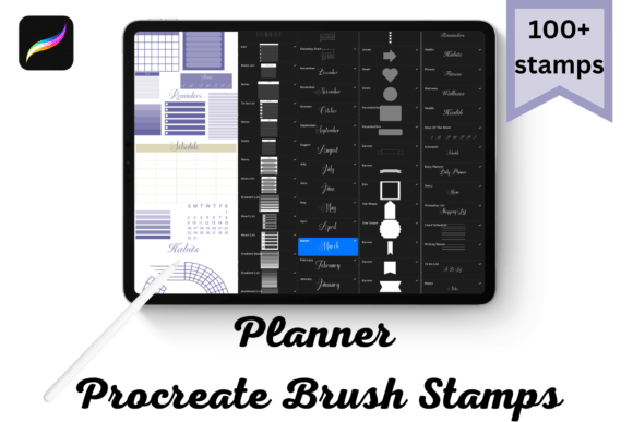 Download Elegant Planner Procreate Brush Stamps - Brush stamps Collection