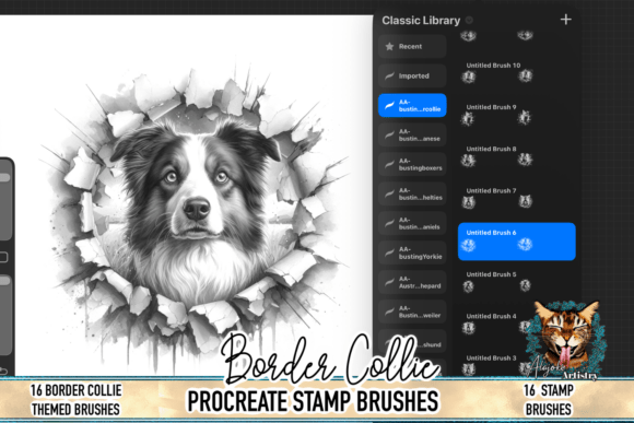 Download Border Collie Procreate Brush Stamps - Brush stamps Collection