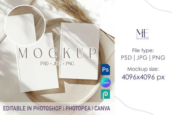 Download Hardcover Journal Mockup A5 Two Notebook - Mockup Collection