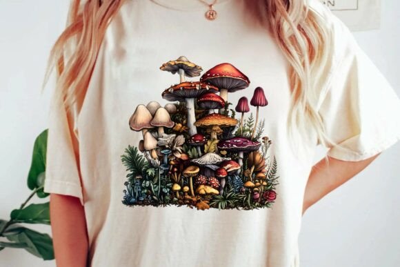 Download Vintage Botanical Mushroom Forest Illustration Goblincore Aesthetic Clipart Png - Forest illustration Collection