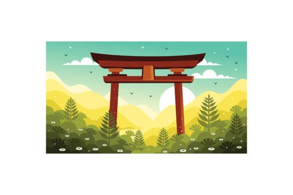 Download Torii Gate Japan in Forest Illustration - Forest illustration Collection