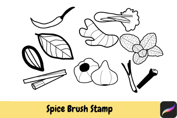 Download Spice Herb Brush Stamps Procreate - Brush stamps Collection