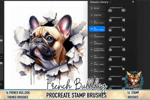 Download French Bulldog Procreate Brush Stamps - Brush stamps Collection