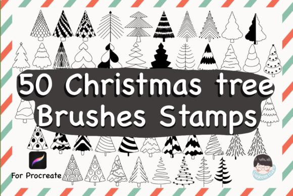 Download 50 Christmas Tree Procreate Brush Stamps - Brush stamps Collection