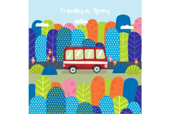Download Spring Tour Mountain Forest Illustration - Premium Resources