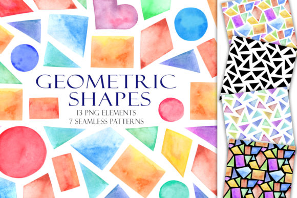 Download Set of Watercolor Geometric Shapes - Geometric shapes Collection