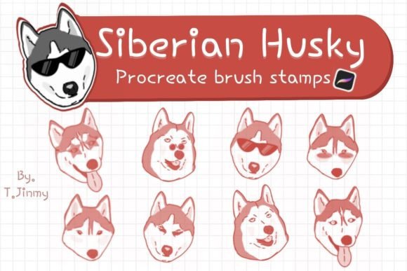 Download Procreate Siberian Husky Brush Stamps - Brush stamps Collection