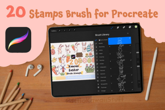 Download Procreate Brush Stamps Cute Bunny Easter - Brush stamps Collection